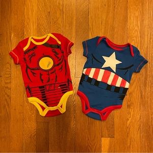NWOT Lot of 2 Marvel Baby Superhero Onesies, Size 0/3M